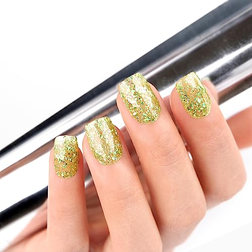 Imtiti 0.5 fl oz Clear Yellow Green Glitter Gel Nail Polish for DIY Nail Art, Shimmer Finish - Image 4