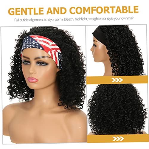 Natural Full Curly Long Afro Wig for Black Women, Includes Bangs, High-Temp Wire Headband Included - Image 4