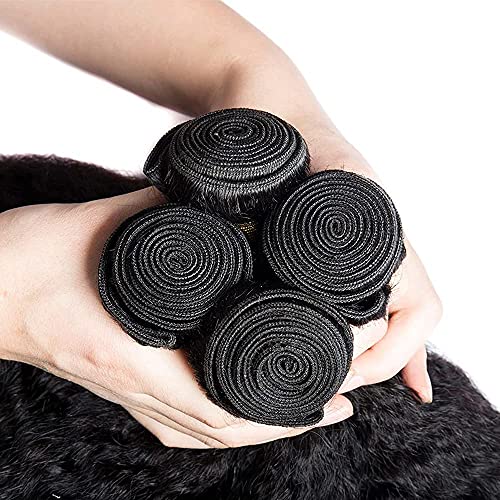 26 28 30 Inch Kinky Straight Human Hair Bundles 8A Grade Brazilian Unprocessed Virgin Hair 3 Bundles Double Weft Yaki Straight Bundles Human Hair Weave Natural Color - Image 4