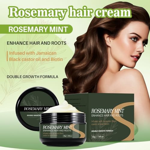 Rosemary Hair Growth Cream Hair Regrowth Treatment Conditioner Moisturizing Scalp Massage Hair Follicle Hair Care Serum Essence (1.67 Oz Rosemary Cream) - Image 2