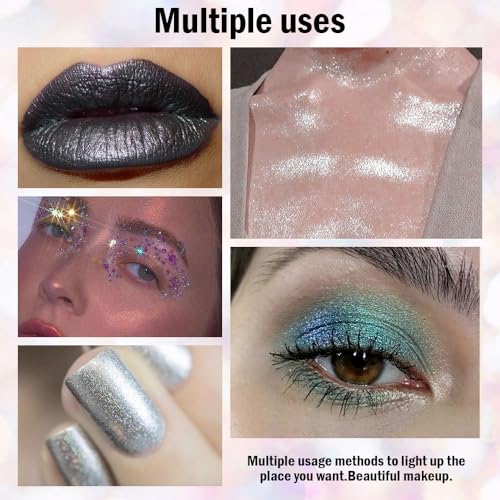 6Pcs Glitter Liquid Eyeshadow Stick Kit,Black Silver Bronze Blue Cyan Purple Shimmer Eye Shadow,Waterproof Eyeliner Eyelid Sparkling Makeup,sombras liquidas para ojos,Quick-Drying,Set C - Image 5
