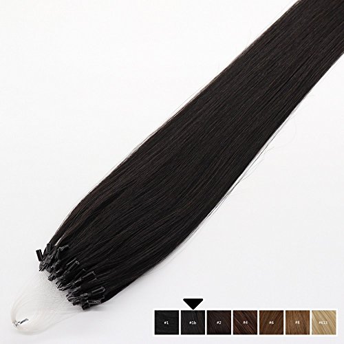 Microlink Human Hair Extensions 20 Inch 50 Strands 50g Color 1B Natural Black - Image 2