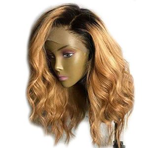 Remy Virgin Brazilian Body Wave Ombre Human Hair Lace Frontal Wigs 180% Density 1B/27 Real Hair Pre Plucked Dyeable Half Lace Wigs With Baby Hair 13X4 Deep Space 26 Inch