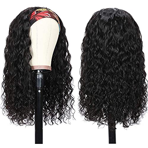 FASHION PLUS Human Hair Wig Water Wave,Headband Wig Non Lace Front Wigs For Black Women Wet and Wavy Headband Human Hair Wigs Brazilian Virgin Hair Glueless Machine Made Wigs 150% Density 24 Inch - Image 3