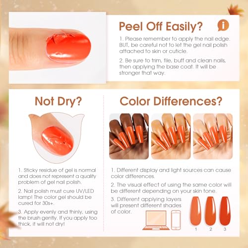 ROSALIND 20-Color Fall/Winter Gel Nail Polish Set with Base and Top Coat - Image 8