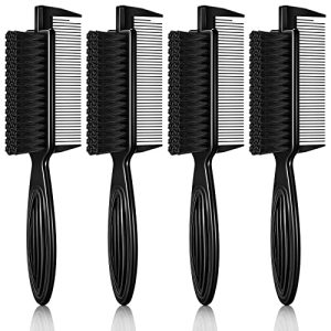 4 Pieces Barber Fade Brush 2-In-1 Fading Brush Nylon Clipper Brush Barber Brush with Comb Barber Blade Brush Neck Beard Brush Hair Clipper Brush Styling Brush Tool for Men (Black)