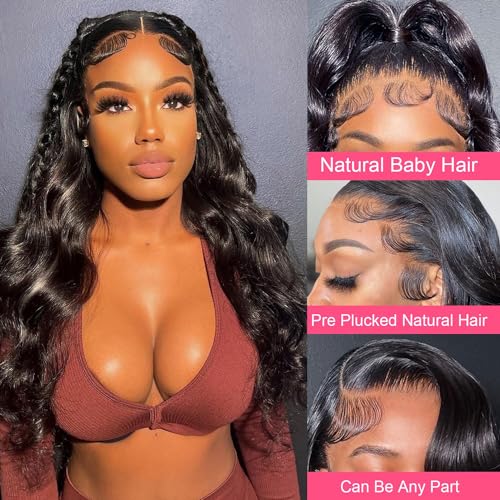 13x6 Lace Front Wigs Human Hair Body Wave HD Transparent Lace Frontal Wigs Human Hair 180 Density Glueless Wigs Human Hair Pre Plucked 24 Inch - Image 2