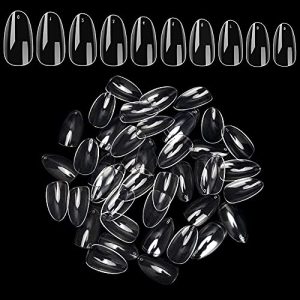 Noverlife 1200PCS Clear Short Almond Nail Tips for DIY Manicure, 10 Sizes Included
