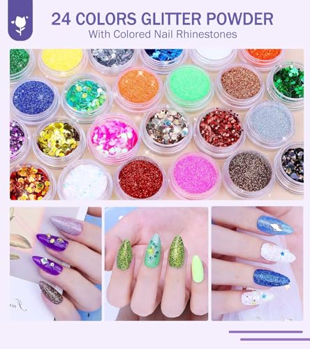 Acrylic Nail Kit, Nail Kit for Beginners and Professional with Everything, Nail Starter Kit with Acrylic Powder Liquid Monomer, Nail Glitter and Tools (Acrylic Nail Kit with UV Light) - Image 4