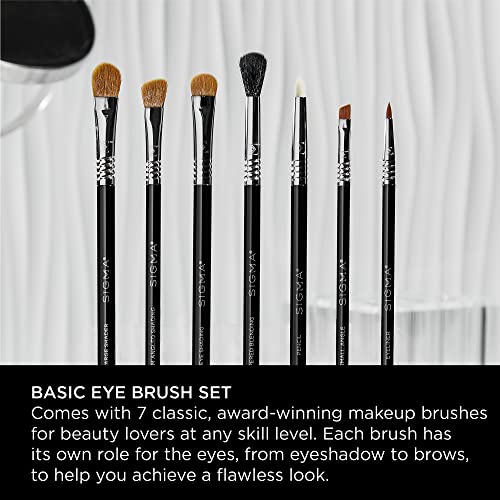Sigma Beauty Basic Eye Makeup Brush Set – Classic Eye Makeup Brushes with Premium Fibers and Sleek, Durable Handles for Eyeliner, Eyeshadow, & Eyebrows, Includes 7 Black Makeup Brushes - Image 3