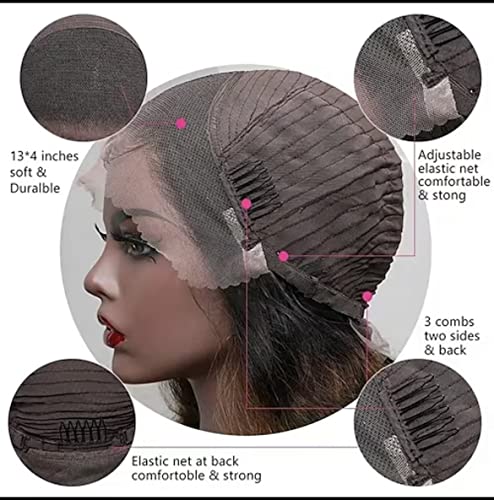 16" Balayage Highlight Loose Round Wavy Transparent 13x4 T Lace Front Glueless Human Hair Wig for Women - Image 4