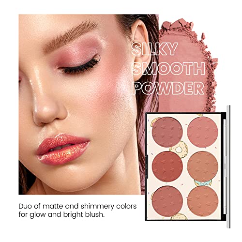 KYDA 6 Colors Face Blush Palette, Matte Shimmer Blush Palette, Smooth Blendable Powder Blush, Contour Highlighter Blush Multiuse Makeup Palette, by Ownest Beauty-Set A - Image 2