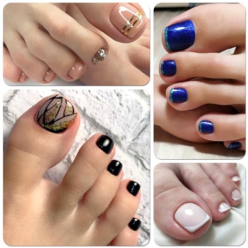 360Pcs Short Press on Toenails Square, Full Cover Colored Fake Toe Nails Glossy False Toenail Press ons Acrylic Glue on Toenails for Women Girls Artificial Toes - Image 7