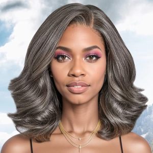 Grey Salt and Pepper Bob Wig for Black Women - Medium Length