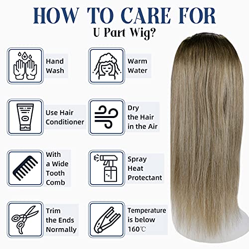 Full Shine Brown to Blonde Balayage Ombre Human Hair U Part Wig 14 Inch 120 Grams - Image 5