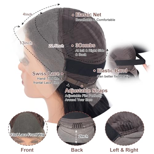 13x4 Body Wave Lace Front Wigs Human Hair Pre Plucked with Baby Hair 180% Density 13x4 HD Transparent Lace Front Wigs for Black Women Natural Black Wigs(30inch) - Image 7