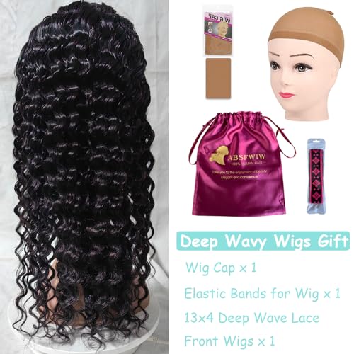 24Inch Deep Wave Lace Front Wigs Human Hair-13x4 HD Transparent Deep Wave Frontal Wigs Human Hair Glueless Curly Wigs for Women 180% Density Curly Lace Front Wigs Human Hair Pre Plucked with Baby Hair - Image 6