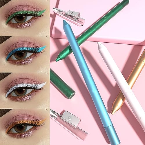 MAEPEOR 12 Colorful Matte and Pearl Eyeliner Pen, Waterproof and Long lasting Eye Shadow Pencil Make Up for Women and Girl (Set 01) - Image 7