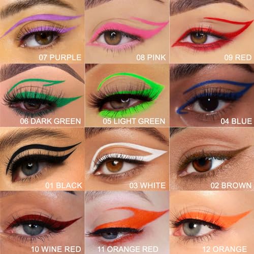 evpct 1Pcs Black Waterproof Colored Eyeliner Liquid Eye Liner Set Long Lasiting Ultra-fine Speed Dry Colorful Liquid Eyeliner - Image 6