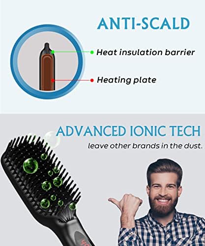 Beard Brush Straightener, Fast Heated Beard Brush Kit Heating Setting Electrical Beard Straightener for Men Anti-Scald Heated Comb Portable Beard Straightening Comb - Image 4