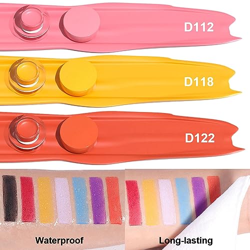 evpct 3Pcs Coral pink Yellow Orange Gel Eyeliner Waterproof Smudge Proof Eyebrow Cream Pomade Set with Brushes Long Wear Last All Day,Work Great with Eyebrow Eyeliner Face Body Paint Stick 112+118+122 - Image 2