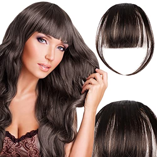 360 Wig with Bangs Clip Bangs Extension French Bangs With Clip In Bangs Wig Women'S Natural Color Washable Dyeable Hair Color Wax (H, One Size) - Image 7