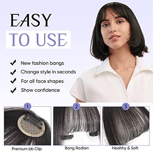 100% Human Hair Brown Black Wispy Clip-In Bangs Hair Pieces for Women - Image 3