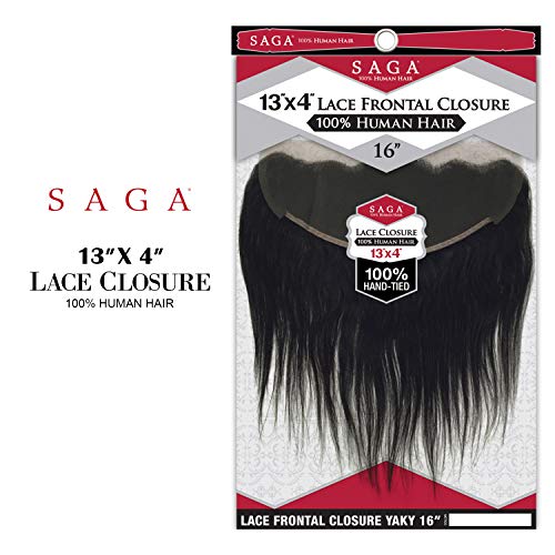 100% Human Remy Hair Hand-Tied 13"x4" Lace Frontal Closure Yaky 12" #1B Off Black - Image 3