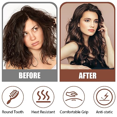 Portable Folding Hair Brush and Comb Set 2 Piece Boar Bristle for All Hair Types - Image 4