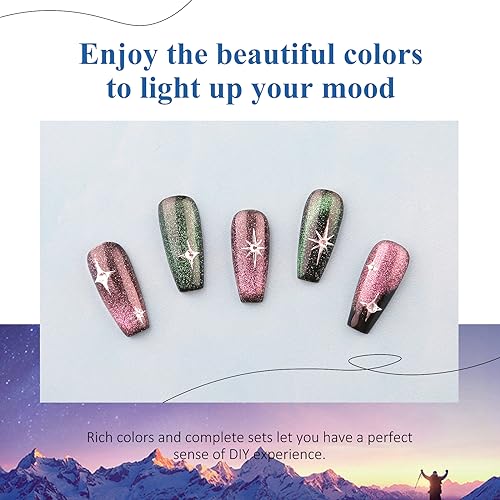 28PCS Nail Gel Polish, Cat Eye Glitter Gel Nail Polish 22 Colors Blue Black Gel Polish Set with 6 Multi-Functional Gels Nail Art Magnet Stick Manicure Set DIY Salon Home Gift for Women - Image 5