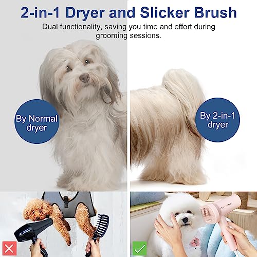 2-in-1 Pink Pet Dryer Brush for Small Dogs Gentle Grooming Compact Design - Image 4