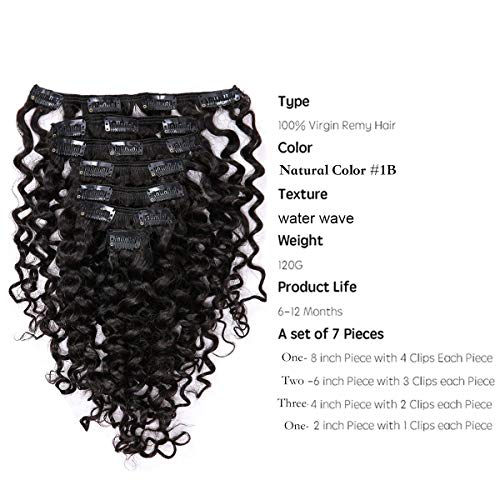 22 Inch Water Wave Big Curly Clip-in Remy Human Hair Extensions 120g 7 Piece Set - Image 7