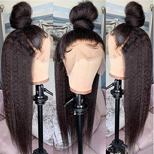 BESFOR Human Hair Lace Front Wigs Yaki Straight 26 Inch Brazilian Unprocessed Virgin Hair Wigs Pre Plucked with Baby Hair for Black Women Natural Hairline - Image 7