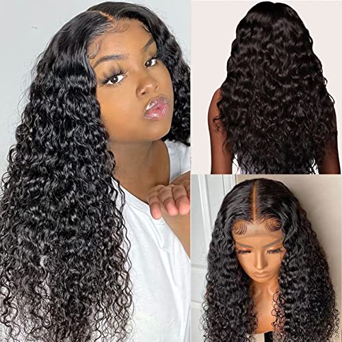 18-Inch 4x4 Closure Water Wave Human Hair Wig Natural Color Pre-Plucked
