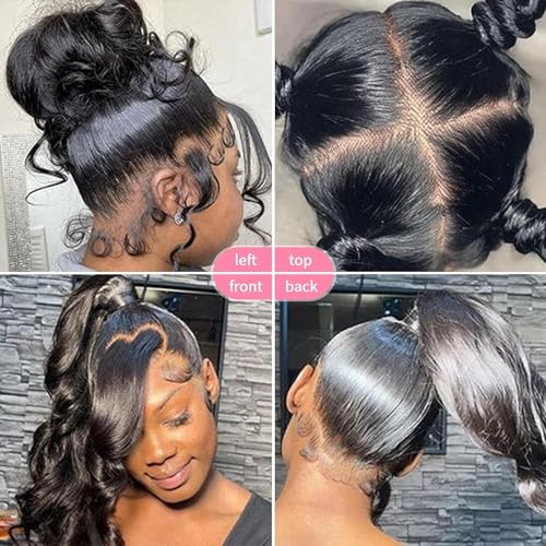 Body Wave 360 Lace Front Wigs Human Hair 12A 360 Full Lace Front Wigs 220% Density Pre Plucked with Baby Hair Brazilian Virgin Human Hair Wig Bleached Knots for Women 20inch - Image 5