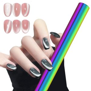 Nail Holographic Magnet Tool Super Long Double-head Nail Magnet Pens Magnetic Stick 3D Magnetic Cat Eye Gel Polish Nail Art for DIY 3D Magnetic Salon Studio or Home (JGB-Holographic)