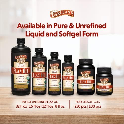 Barlean's Organic Flaxseed Oil Liquid 8 oz 7,640mg ALA Omega 3 Vegan Gluten Free - Image 7