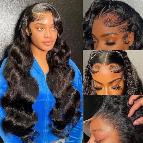 34 Inch 180 Density 13x6 Body Wave Pre Plucked Human Hair Lace Front Wig - Image 2