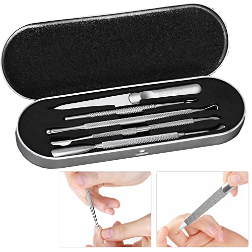 Professional Stainless Steel Cuticle Pusher Set Tools and Manicure Pedicure Salon Kit Medical Grade Dual Sided Cuticle Nippers Cleaners Gel Nail Polish Removers Peeler Scraper Nail Art Care (6 Pieces) - Image 7