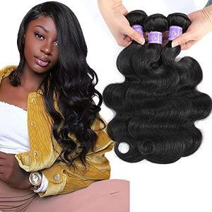 10A Brazilian Body Wave Virgin Hair Weave Bundles 3 Pack 14 16 18 Inch Natural Black