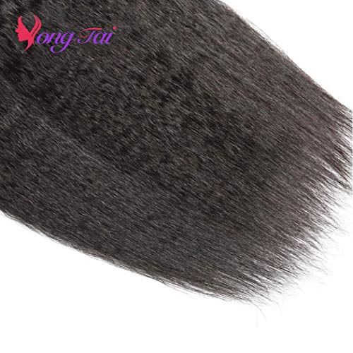 Kinky Straight Hair 3 Bundles 12 12 12 Inch Yaki Human Hair Weave Unprocessed Brazilian Virgin Kinky Straight Bundles Sew in Hair Extensions 1 B Color - Image 7