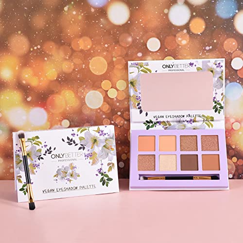 Matte Eyeshadow Palette, Vegan Eyeshadow Palette with Brush, 8 Shades Nude Eyeshadow Palette High Pigmented Organic Eyeshadow Palette Long Lasting Naked Eyeshadow Palette - Image 6