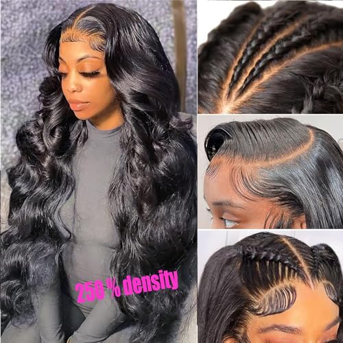 Ainmeys Hair 250% Density Brazilian body wave 13x6 Glueless HD Transparent Full Lace Front wigs human hair 10A Deep Part lace wigsUnprocessed Virgin human hair wigs for black women(34inch) - Image 2