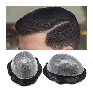 Toupee for Men V-Loop Injection Skin Men Toupee Durable Human Hair System for Men 0.1-0.12mm Thin Skin PU Base Male Hair Prosthesis 8×10" Breathable Black Men's Toupee Men Wig ( Color : 30mm Wave Toup