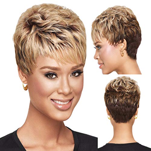 Volleyball Hair Ties Wig Wigs Short Hair Mix Full Natural Women Hair wig Half Wigs for Women (brown, One Size) - Image 2