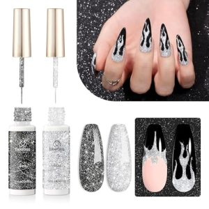 beetles Gel Polish Beetles Builder Nail Gel 12 Pcs, 8-in-1 Pink Pastel Nude Gel Builder Glitter Liner Nail Polish Set Midnight Clubbing 2 Pcs Nail Art Gel
