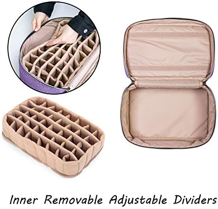 CURMIO Nail Polish Carrying Case Holds 40 Bottles (15ml/0.5 fl.oz), Nail Polish Travel Storage Bag with 2 Detachable Transparent Pouches and Portable Handle, Patented Design, Bag Only - Image 3