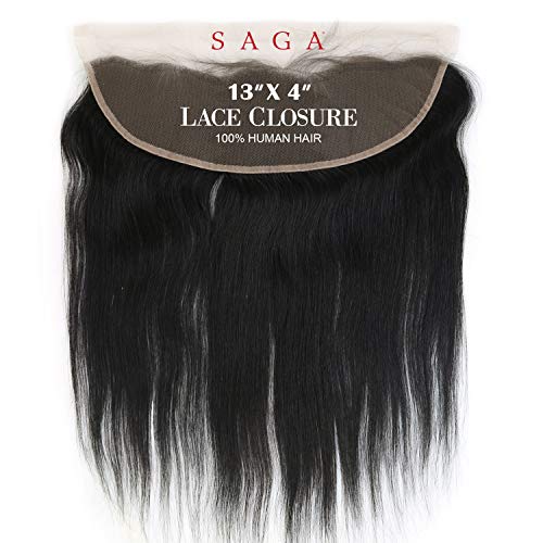 100% Human Remy Hair Hand-Tied 13"x4" Lace Frontal Closure Yaky 12" #1B Off Black - Image 2