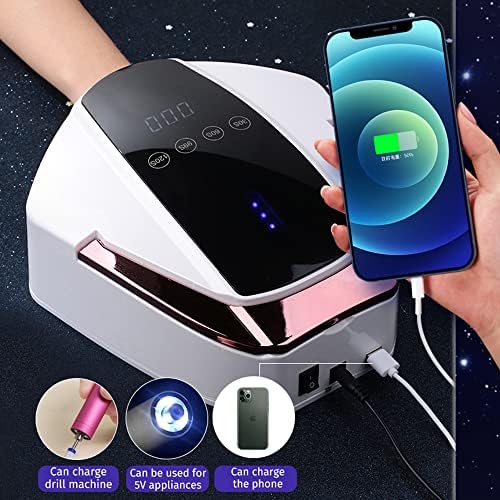 UV LED Nail Lamp 96W Rechargeable,Cordless Professional Nail Dryer Gel Nail Polish Curing Lamp, 4 Timer Setting LCD Display Auto Sensor Nail Lights,Nail Art Manicure Tools for Home and Salon - Image 5
