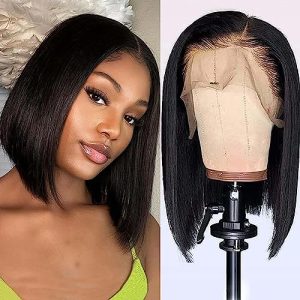 Bob Wig Human Hair,150% Density Lace Front Wigs Human Hair Brazilian Virgin Short Bob Wigs,13x4 Hd Human Hair Lace Front Wigs Pre Plucked With Baby Hair For Black Women(10 Inch,bob Wig)